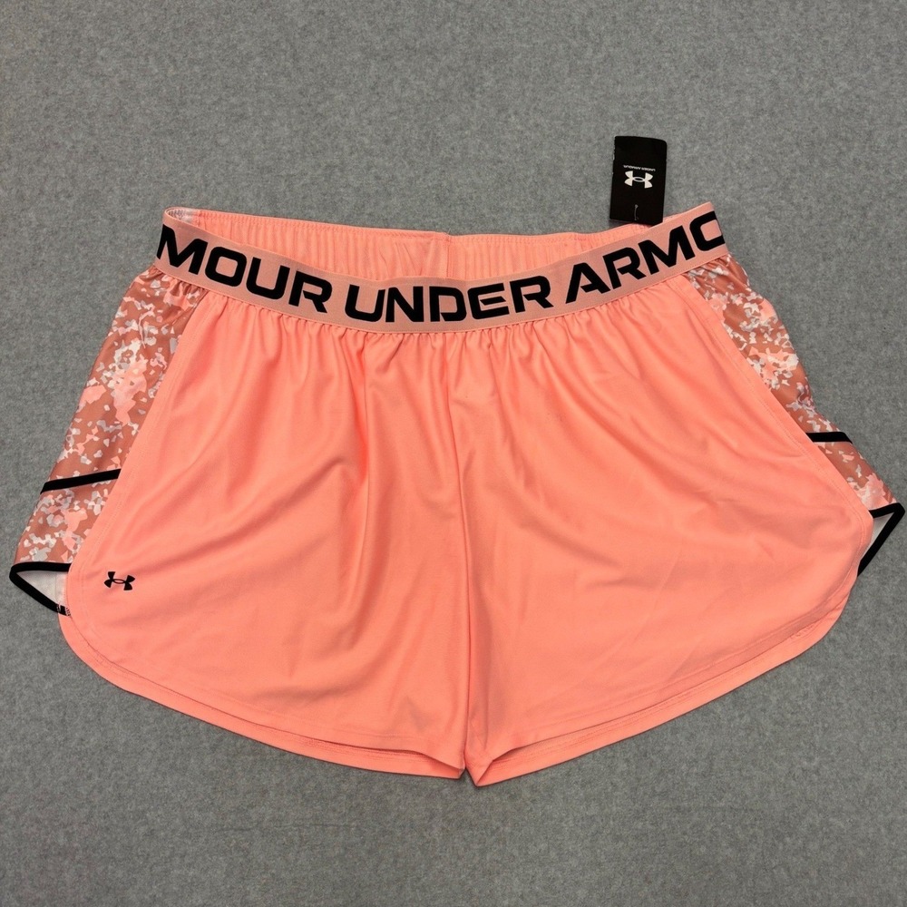 Under Armour Play Up Printed Inset Shorts Pink Camo 1371452 Womens 3X NEW